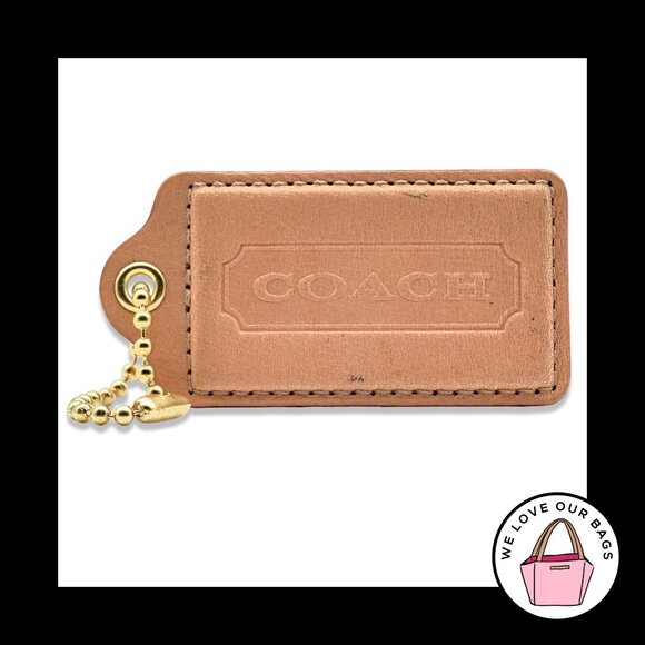 3" XL COACH Saddle Light Brown Leather Brass Key Fob Bag Charm Keychain Hang Tag - Picture 1 of 1